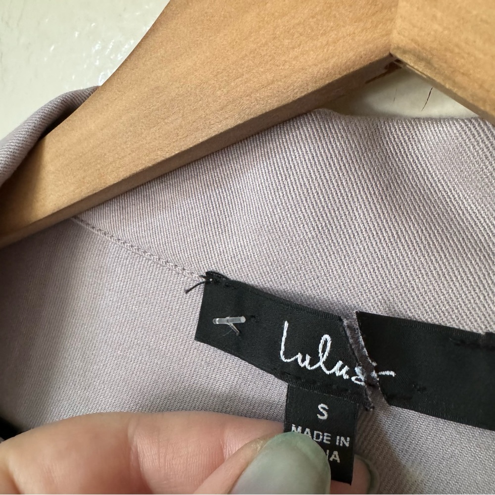Lulus | Lucky Break Light Grey Oversized Jacket View 4